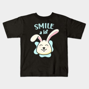 Cute Bunny Smile A Lot Funny Rabbit Kids T-Shirt